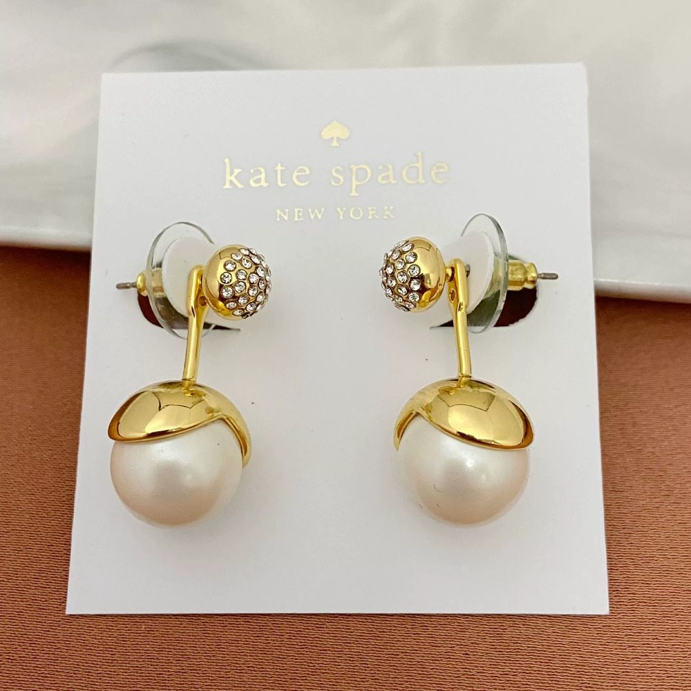 Kate SPADE Pearl Inlay Removable Metal Drop Earrings